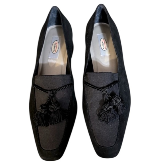 Talbots women’s suede stretch black tassel loafers excellent condition, Size 7.5 - Picture 2 of 5